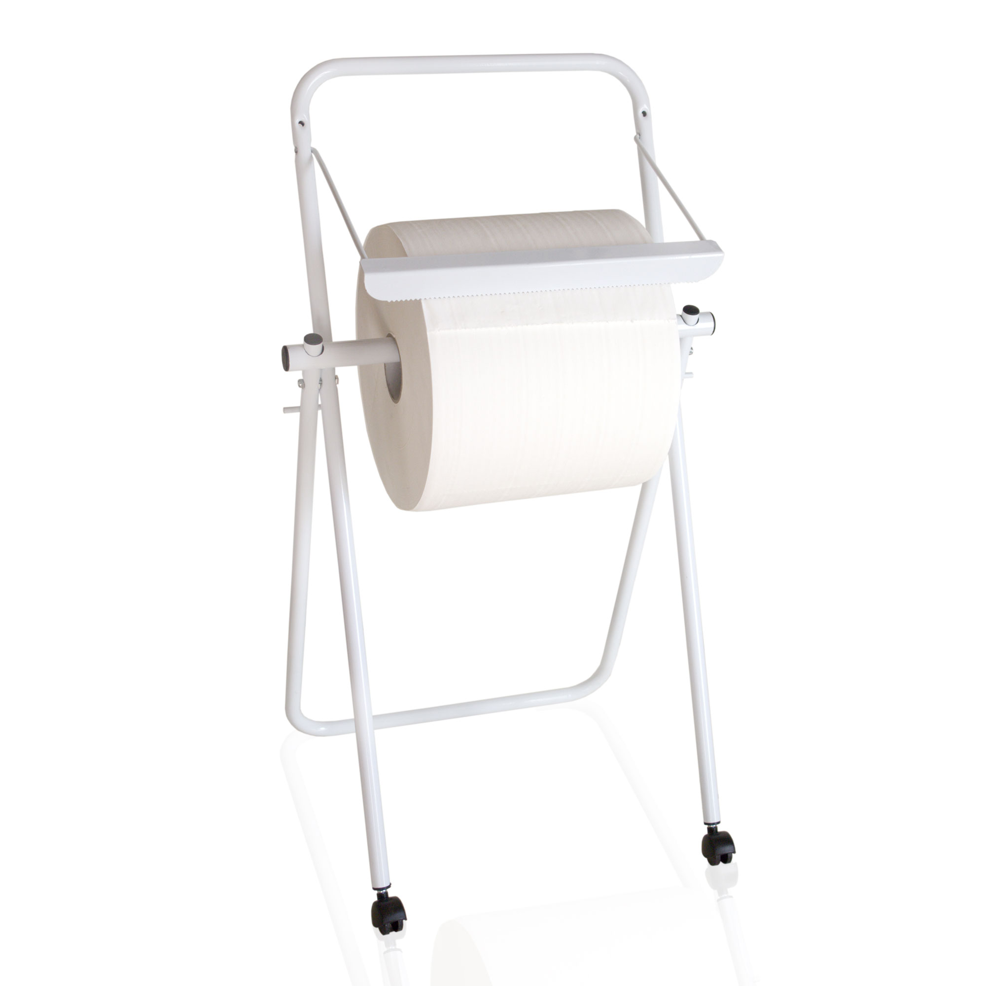 Portarotolo Da Pavimento In Acciaio Inox – Con Taglierino Integrato, Piedini Antiscivolo, 85x59x39 Cm, Per Uso Industriale E Commerciale